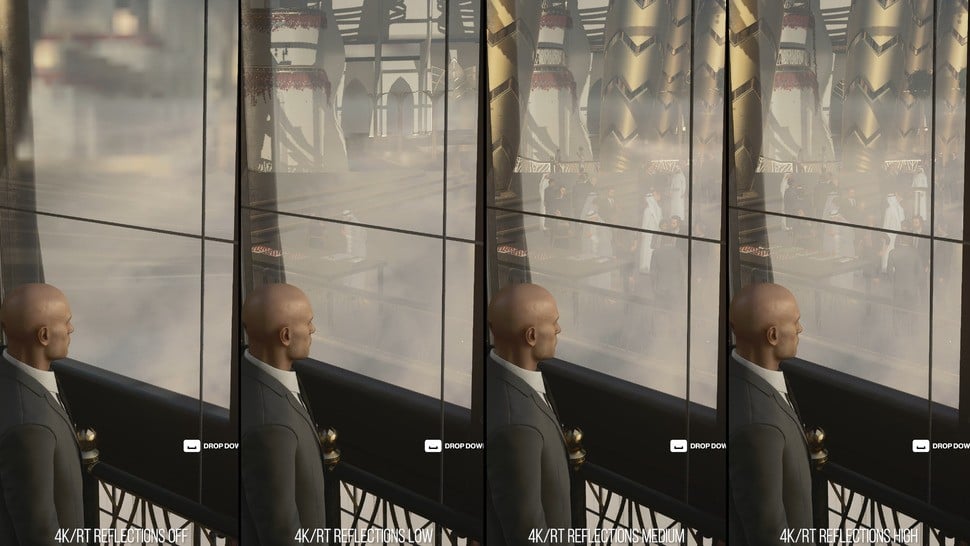 RT reflections look beautiful, but the performance cost is heavy to say the least. Here's how the quality improvements from no RT, through low, medium and high