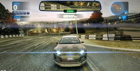 Xbox 360's decent scaler operating at 1080p up against native resolution on the PC version of Blur. Higher frame-rate and resolution enhances the experience for top-end PC gamers.