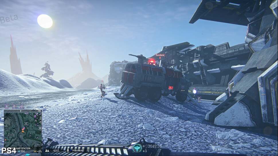 Light reacts with particles in the atmosphere based on the time of day, an effect known as atmospheric scattering. This causes light sources to discolour, often fragmenting into red and blue components