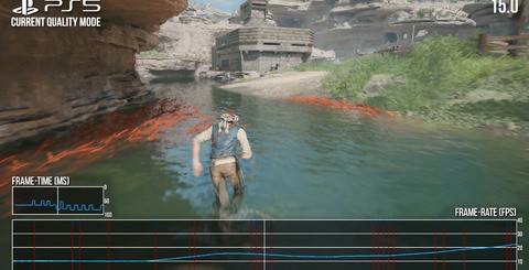 Performance mode is now mostly locked to 60fps (top) with just a little traversal stutter. Quality mode (bottom) remains much the same, but some of the frame-rate drops are still somewhat jarring.