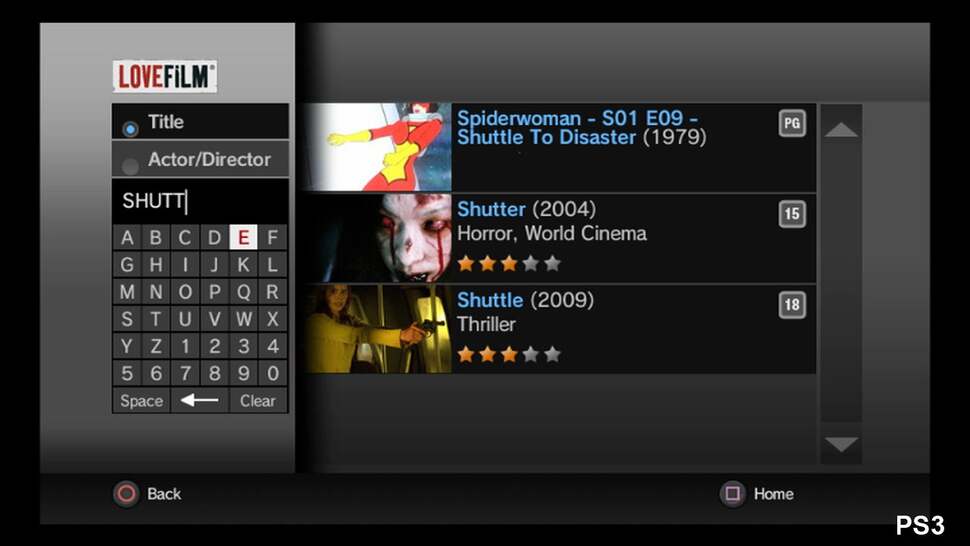 Manual searches can also be performed on LoveFilm, although menus are much slower to respond than Netflix