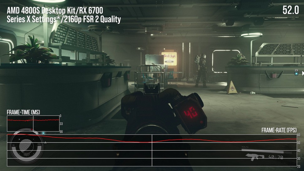 Todd Howard mentioned that some parts of Starfield do hit 60fps and in the first research lab, the unlocked experience was often in the 50s