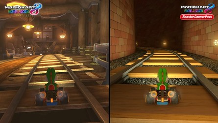 This mine cart track shows a massive gulf in quality between the two vintages.