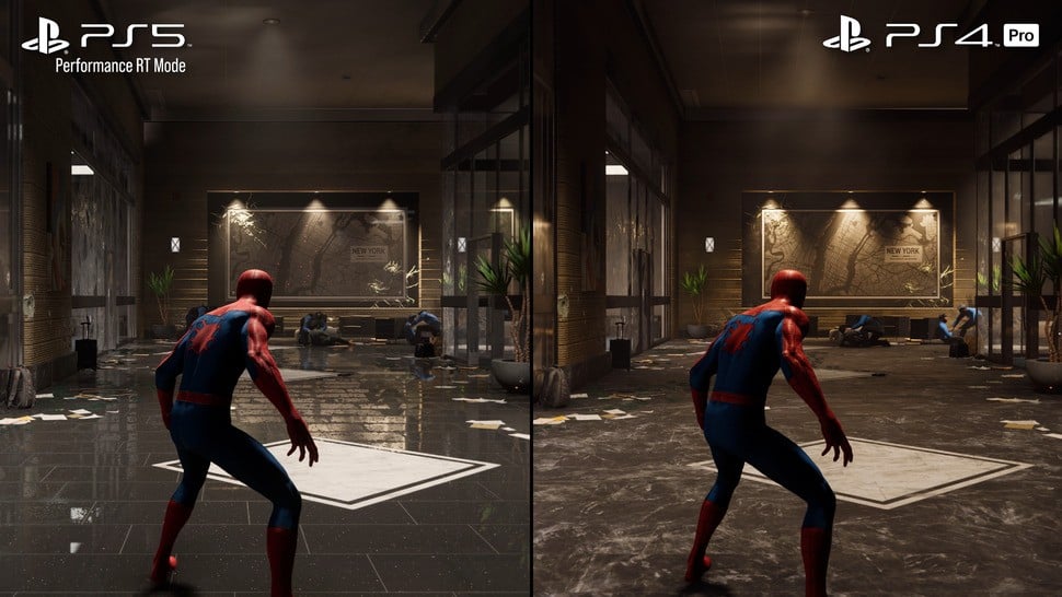 Marvel's Spider-Man - PS5 RT performance mode vs PS4 Pro