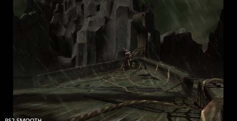 PS2 hardware emulation shots on top, God of War Collection and PCSX2 shots on the bottom.