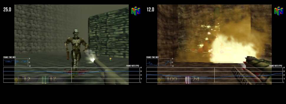 Performance on N64 was much better than many other titles of the time, but the heavier weaponry could cause frame-rate to tank