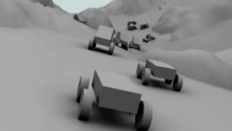 Another behind-the-scenes demo concept, this time showing the multi-route concept for Motorstorm's levels. Players could choose specific vehicles that best suited certain routes