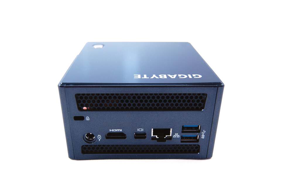 The rear of the unit reveals the main exhaust port and a selection of ports, including USB 3.0, Ethernet, HDMI and Mini Displayport