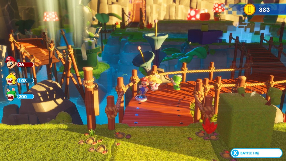 Mario + Rabbids is a gorgeous game. The rich combination of vibrant colours, a high polygon count and extra touches like the grass shader in this shot help build something incredibly cohesive