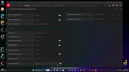 The PC release on launch suffers from intermittent judder, which can be (partially) solved by changing the Vulkan/OpenGL present method setting in the Nvidia Control Panel or forcing OpenGL triple buffering in the AMD or Intel control panels.