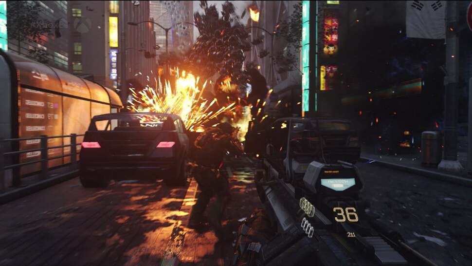 Effects are a strong suit for the series. In this maelstrom of effects we have all cylinders firing: per-object motion blur, lit particles, alpha and a rippling shader effect.