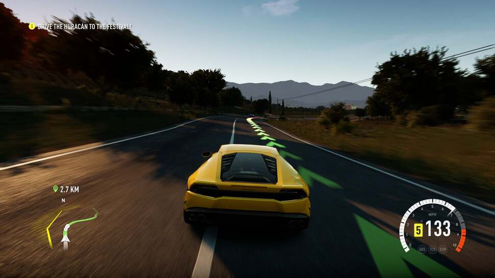 Dynamic time of day is showcased in Forza Horizon 2. As the sun moves across the sky, shadows shift and change shape over the landscape