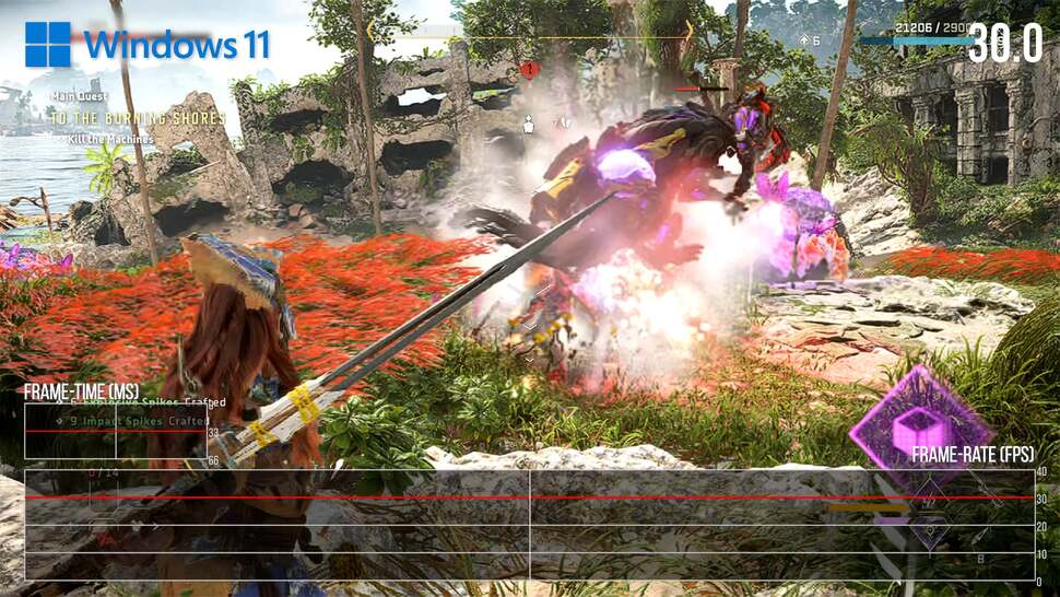 Similar to Avatar, Horizon Forbidden West does have a working, properly frame-paced 30fps option via half-refresh rate v-sync. And it does work with dynamic resolution scaling. Here, we're using XeSS, but we've swapped in the newer, better, 1.3 .DLL file