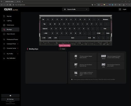 The Iqunix web app is logically organised and works reliably. Click to enlarge. 