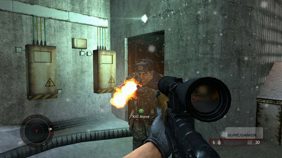 The game has few weapons and they're poorly balanced. The sniper-rifle in combination with any machine-gun kills the game's challenge