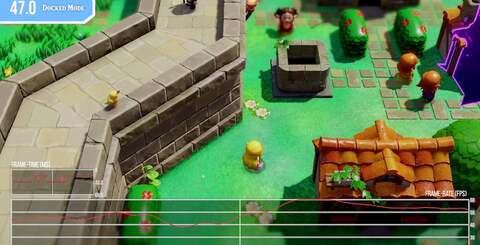 Here's what performance looks like - extremely unstable on the overworld, and while the dungeonsare close to 60fps, there are unfortunate drops to 30fps at the drop of a hat. This is particularly frustrating in boss battles.