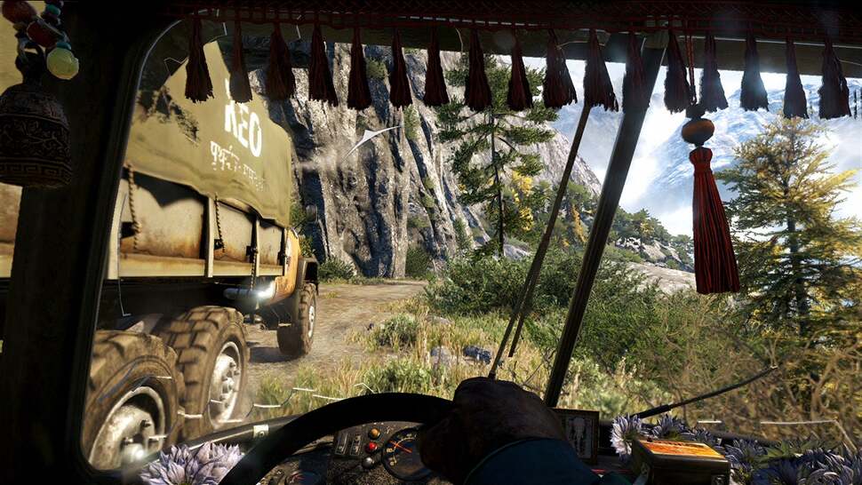 Physics help to animate the world in subtle ways - with the warring factions' flags swaying at the centre of each encampment, and also decorative tassels swaying inside cars.