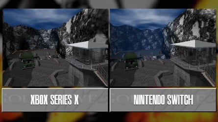 GoldenEye at various resolutions: 240p (N64), 720p (Switch) and Xbox Series X (4K).