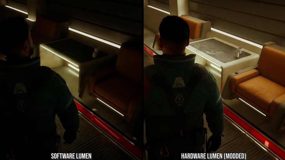 Modding in hardware Lumen on the PC version of Fort Solis makes for a better-looking, more realistic lighting solution - but likely comes at too high a cost for current-gen consoles.