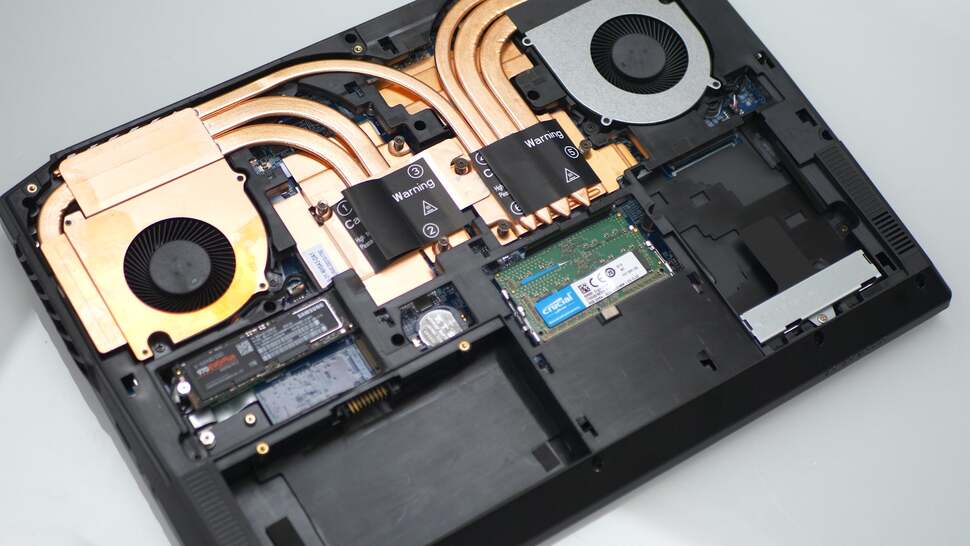Accessing the Apex 15's innards is as simple as removing a few screws and pulling back the base cover