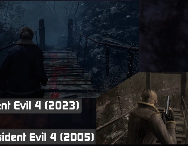 Many of the opening moments of the remake have analogues in the original game, but things diverge more substantially after the opening area. Also: why is there no option for a laser sight in the remake?