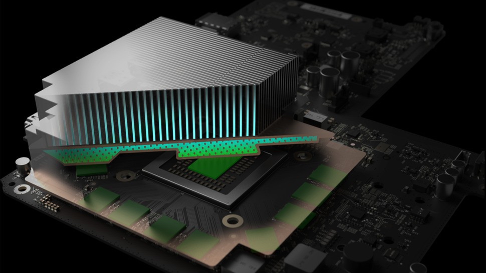 In what we think is a first for a mainstream consumer-level piece of tech, Scorpio features vapour-chamber cooling, similar to the set-up seen on the high-end GTX 1080 and GTX 1080 Ti PC graphics cards.