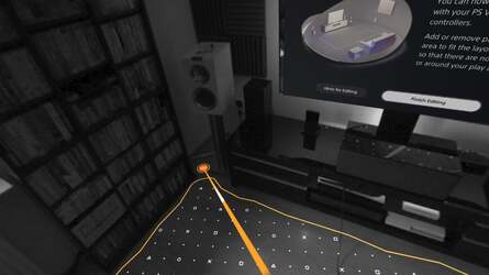 Initial calibration is all about defining - and then editing (if you want) the play space. Similar to Oculus Quest, the inside-out cameras help to set-up the initial area.