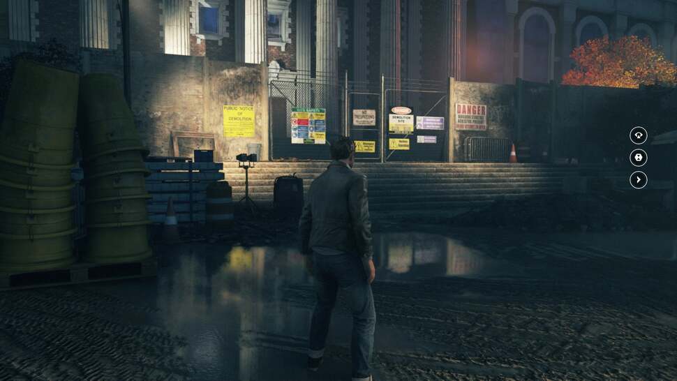 Reflections are rendered at 720p. The low resolution leaves these elements looking blocky when they appear across wet or shiny surfaces