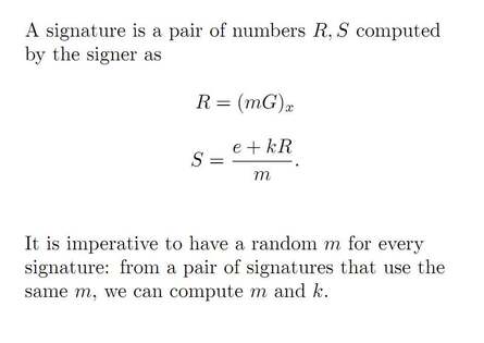 Fairly simple mathematics brings about the ability for anyone to encrypt and sign PS3 software &ndash; something that up until now only Sony has been capable of doing. These slides from Fail0verflow's 27c3 presentation show just how simple it is.