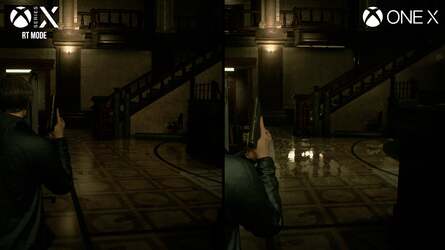 Ray tracing cleans up the RE titles' disappointing screen-space reflections (left) while Resident Evil 3 Remake (right) has many more reflective surfaces to showcase the tech. Click on the images for higher resolution versions.