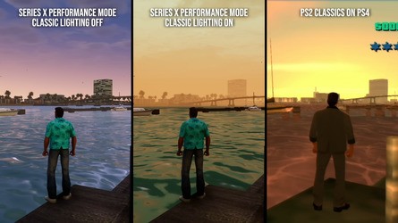 Vice City's sunny vibes are better preserved with the classic lighting mode engaged.