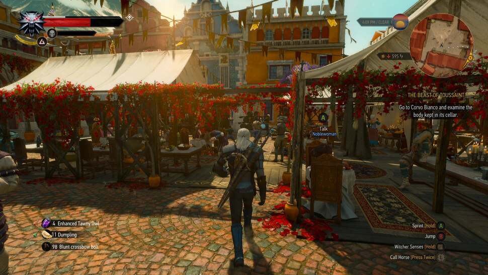 The marketplace is again a high point for showing the high level of detail across the town