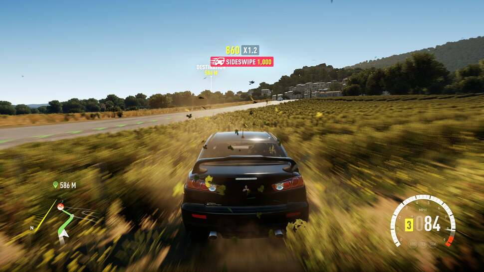 Object blur adds to the intensity of driving a high speed and also helps to make the 30fps frame-rate appear a little smoother than it actually is