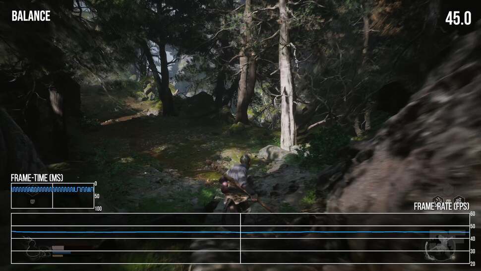 For some reason, balance mode targets 45fps - so frame-times are never stable and judder is a big issue.