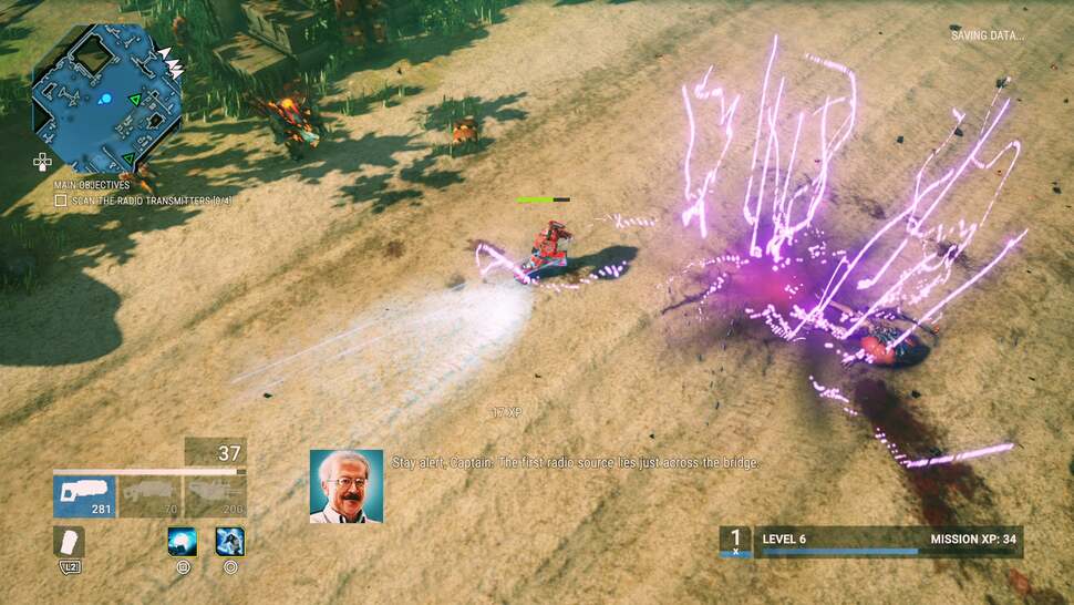 Fluid simulation is also used for the goo that erupts from enemies when shot, falling to the ground in a realistic manner