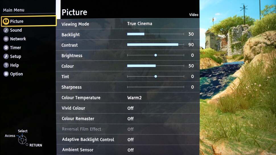 The DX750 features a comprehensive range of picture and audio controls, providing options for accurate calibration and improved motion handling, along with all the usual 'enhancements' we'd suggest turning off