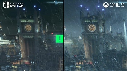 Looking at distant detail now, it's clear that texture resolution has been pared back substantially (left), with distant views of the city shown in the Xbox One version even being removed in favour of a row of geometrically simpler buildings (right).