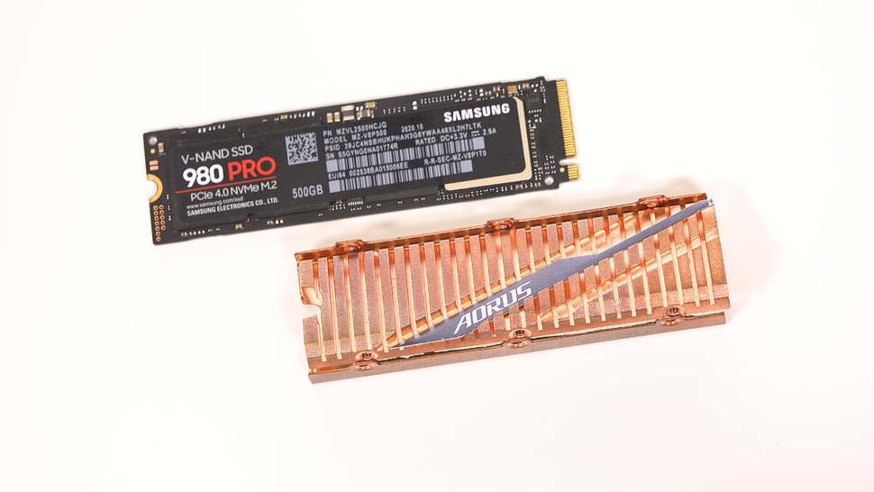 We used a Samsung 980 Pro with a copper NVMe heatsink for our upgrade - but cheaper heatsinks are available