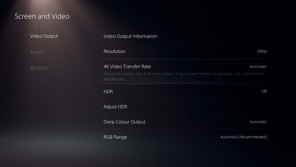 A look at PS5's screen and video menu - like many of the options screens, it's very similar to PS4