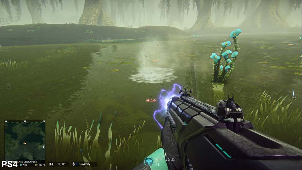 Water features animated texture and normal map layers, but lacks a geometry-based body. As such ripples on the surfaces are limited to flat alpha and texture effects when the water is shot or disturbed