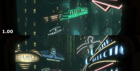 Click on the thumbnails for comparison shots of BioShock PS3 pre-patch and with the new update. In short, no difference in resolution, but blur has been dialled back.