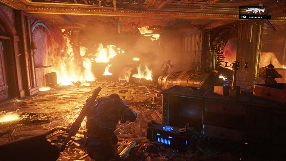 Scenes relying on pyrotechnic effects look striking though the effect is reduced on PC when operating at higher frame-rates as fire and particles are limited to 30Hz