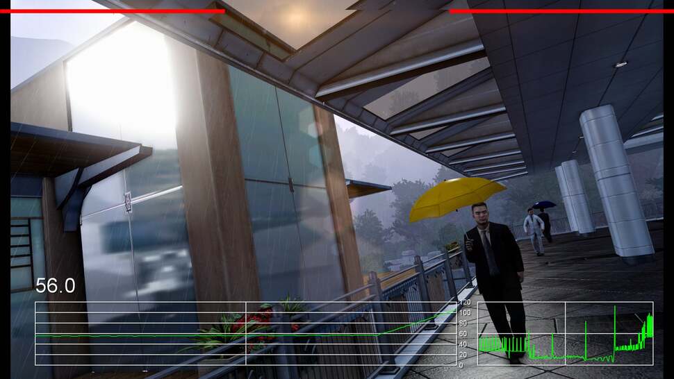 Frame-rates average out spikes in frame refresh. We're examining ways we can visualise judder in our performance tools right now. In this working prototype, you can see the alarming lack of consistency in the experience of Sleeping Dogs operating on the dual-GPU Radeon HD 7990. A straight line would indicate a uniform delivery in the display of new frames. This is pretty much the most extreme form of stutter we could find to work with.