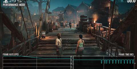 Console quality and performance modes lock to 30fps and 60fps almost without exception. In our testing, sporadic frame drops were noticeable in the hub area on PS5 and Series S, while Series X is unaffected.