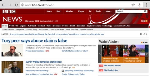 So how do Apple's claims about a superior web browsing experience actually pan out? As you can see here in this direct iPad mini (left) vs. Nexus 7 (right) comparison, it's clear that there's a significantly larger amount of real estate available for content on the Apple product.