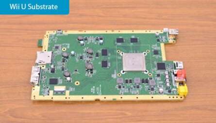 The Wii U motherboard - elegant, spartan, minimalistic - and the MCM module, containing the miniscule CPU and the rather more meaty graphics core. Our impression is of a ruthlessly efficient design, with benefits for both Nintendo and consumers.