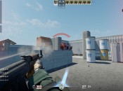 Screenshot of the procedurally generated training map in Counter-Strike 2 with dynamic enemy positions and training interface visible