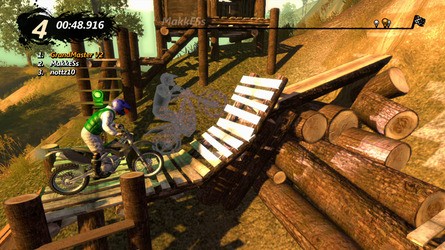 Another key innovation in Trials Evolution is direct multiplayer gameplay which features multi-lane Supercross levels along with ghost rendering for other players in the single-player stages.