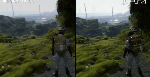 The cutbacks are plentiful in transitioning Death Stranding from PS4 to iPhone 15 Pro, but mostly it's the reduction in clarity via a significant drop in resolution that makes the most impact... but in turn, the smaller screen makes that less of an issue.