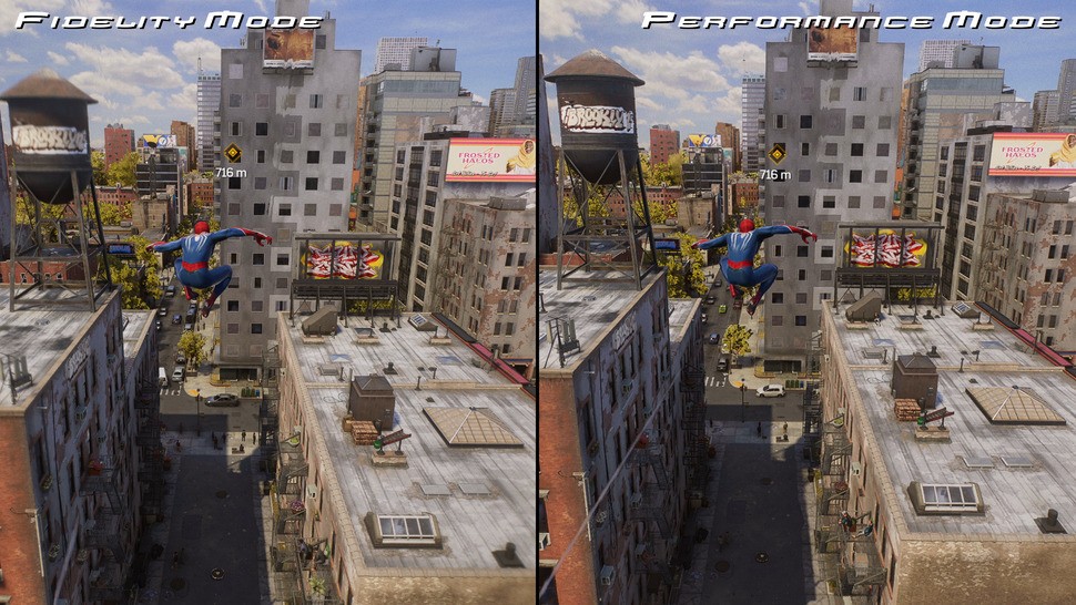 Fidelity and performance mode run at different resolutions and frame-rates, but core settings are the same.